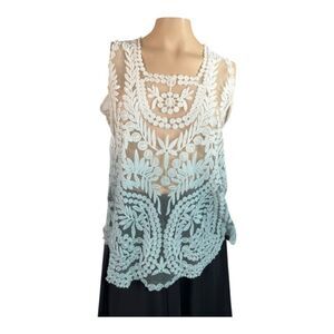 Shoreline Sheer Embroidered Sleeveless Top ABOUT A MEDIUM